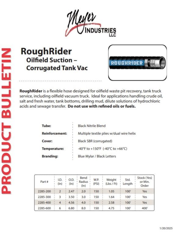 Roughrider Vac Hose 100ft role